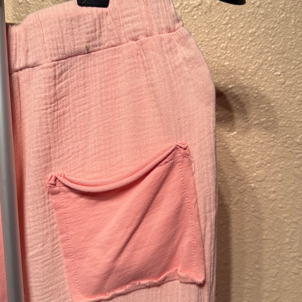 POL Pink color block cotton French terry gauze distressed drawstring joggers NEW - Picture 12 of 16